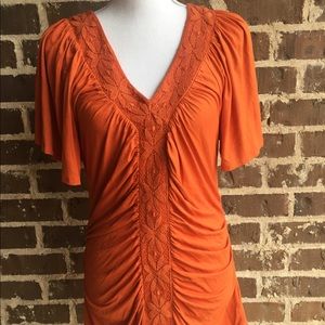 Anthropologie 9 His Ruched Orange Top